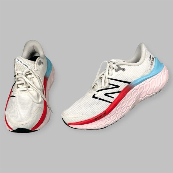 New Balance White and Red Athletic Shoes - Picture 1 of 16